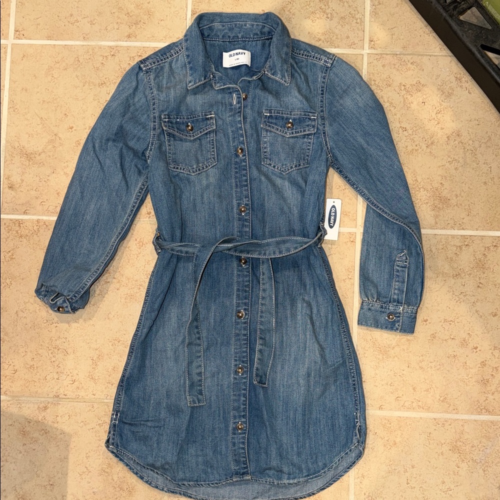 Old Navy Blue Jean Belted Dress